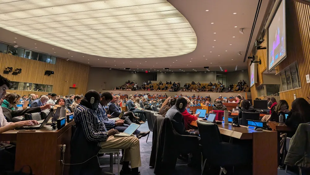 Delegates gathered in the United Nations assembly hall
